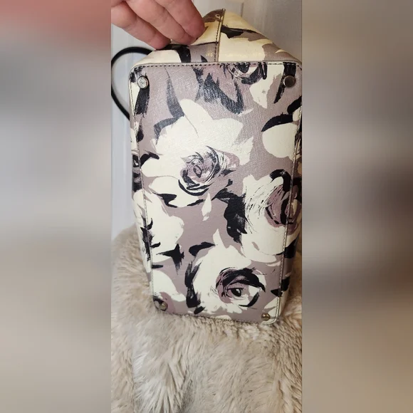 Kate spade floral tote gray white flowers floral - Picture 6 of 10
